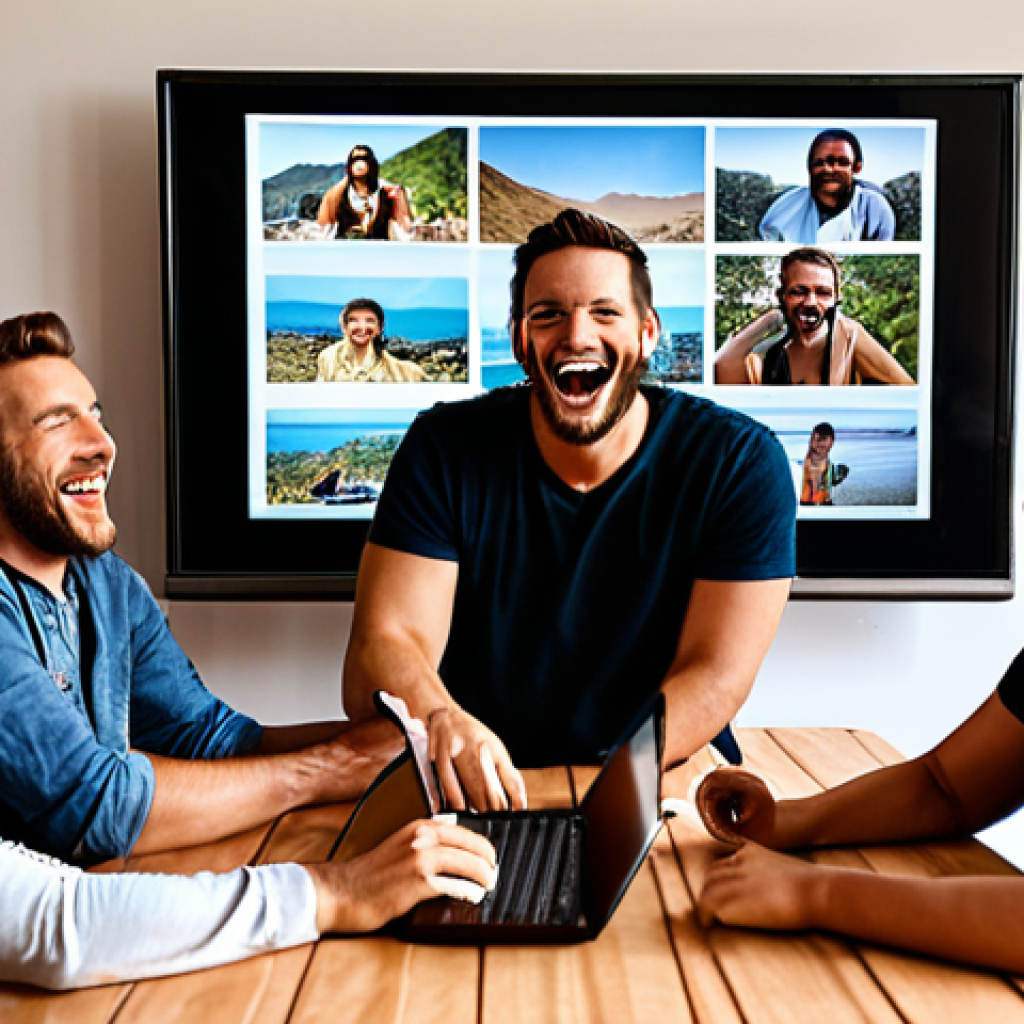 **

A diverse group of digital nomads video conferencing, laughing and connecting. Emphasize the trust and camaraderie through their expressions. Background: various locations, showing their remote work lifestyle.

**
